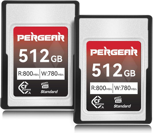 Pergear 512GB CFexpress Type A Memory Card VPG200, Up to 800MB/s Read Speed & 780MB/s Write Speed for 4K 120P,8K 30P Recording (2-Pack)