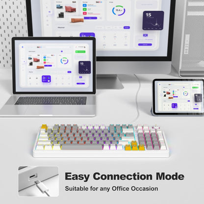 AK96 Smart Mechanical Keyboard Gaming, 96 Keys Full Size with LED Colorful Backlit, Clicky Creamy Sounding, USB Wired Computer Keyboard with Volume Knob for PC, Mac, Windows(Grey)