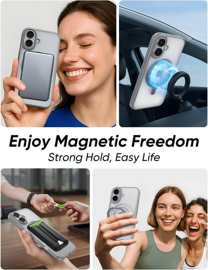 MAGIC JOHN 360° Rotatable Magnetic Invisible Stand for iPhone 16 Case [Camera Control Button] [Compatible with MagSafe] 16FT Shockof for iPhone 16 Case with Kickstand, Gray