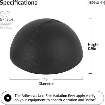 1" Platinum Silicone Speaker Isolation Pads - 8-Pack Non-Skid Speaker Pads with Adhesive, Speaker Isolation Feet for Record Player Isolation - Turntable Feet and Subwoofer Isolation Pad - 20 Duro