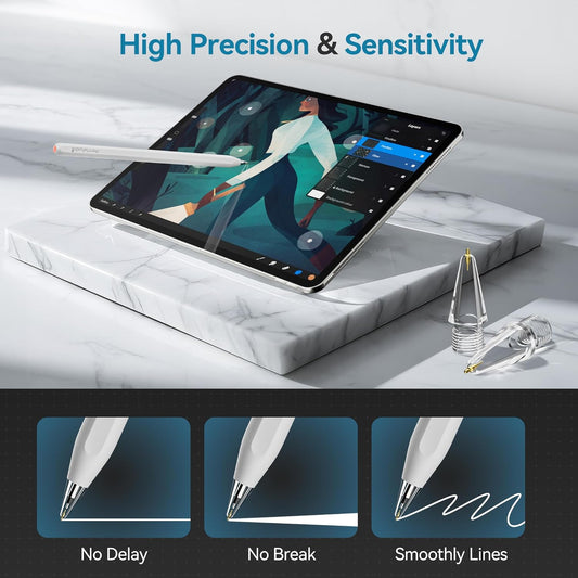 Chrome Metal Tips for Apple Pencil Pro/1st/2nd & USB-C, 2 Pack Durable Pencil Tip Replacement, Precise Control Stylus Tip, Real Pen Feel for Drawing & Note-Taking, iPad Pencil Nibs Accessory