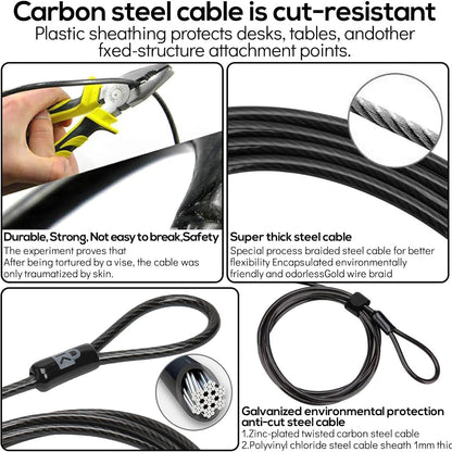 I3C Laptop Cable Lock 4 Digital Combination Lock Security Computer Cable Lock Anti Theft Combination Lock Compatible for Tablet Laptop (1 Pack)
