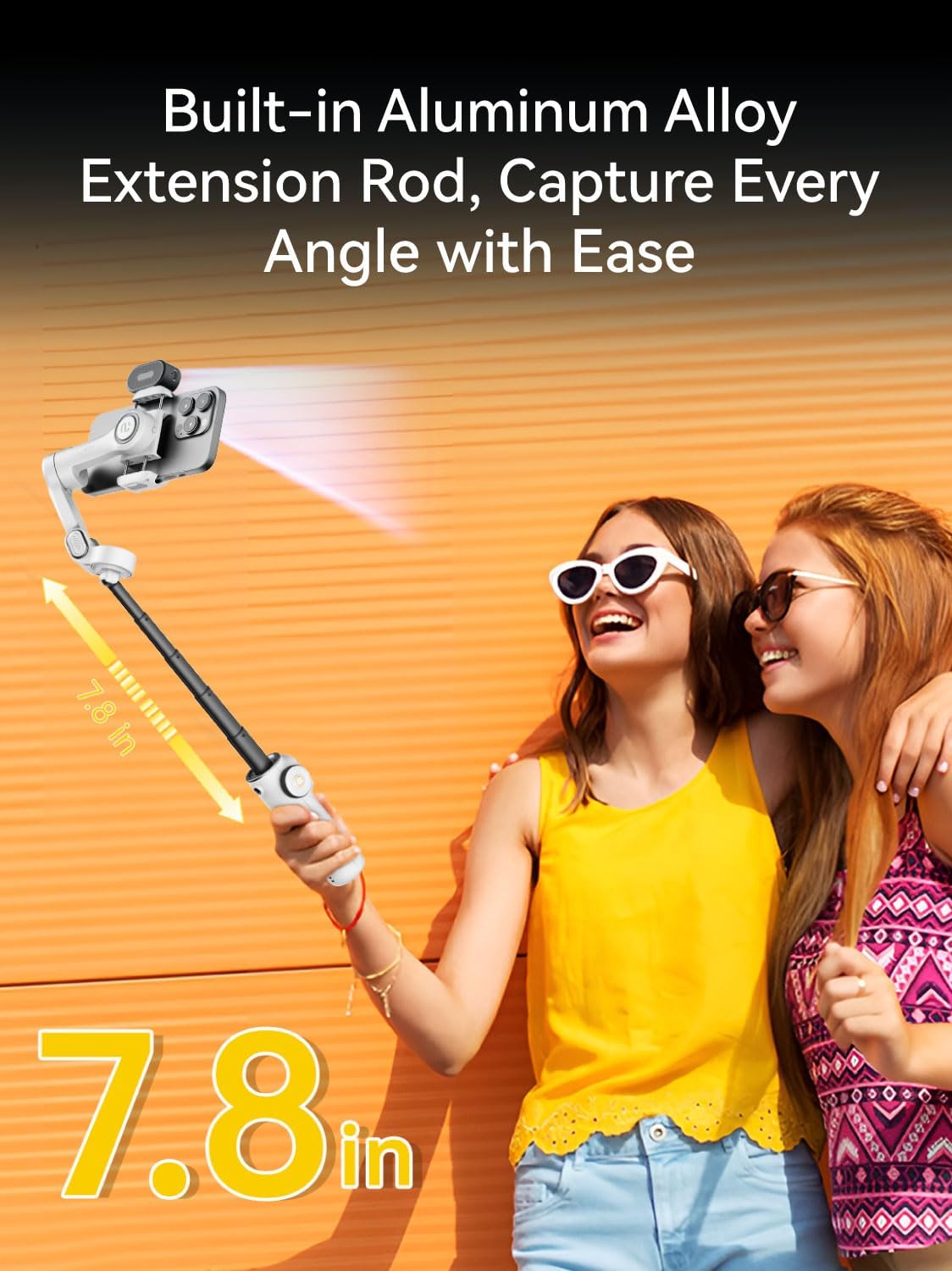 Gimbal Stabilizer for iPhone, Phone Gimbal with AI Tracking Sensor for Vlog Recording, 3-Axis Phone Gimbal with 7.8' Extension Rod and OLED Display for iPhone/Android-Smart X2 AI White