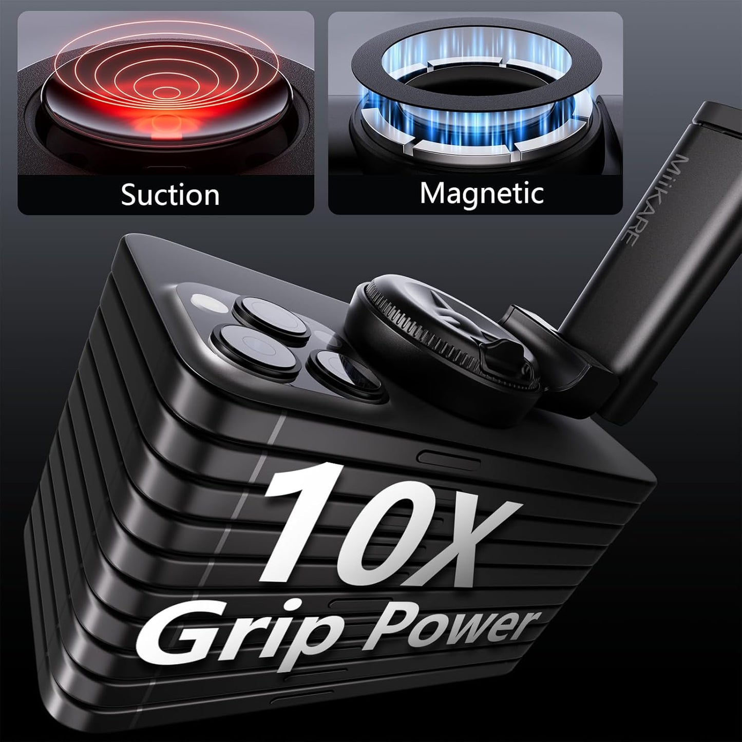 MiiKARE Travel Essentials Magnetic Airplane Phone Holder, Universal Handsfree Phone Mount for Flying with 360 Degree Rotation, Travel Must Haves Phone Stand for Desk, Tray Table, Black&Black