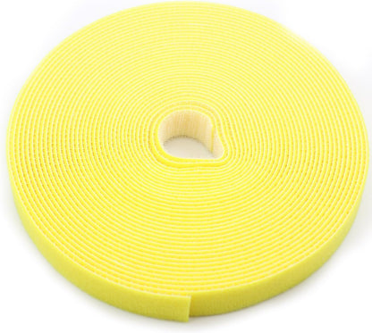 Reusable Fastening Tape Cable Ties 3/4 Inch Double Side Hook Roll (10 Yard, Yellow)