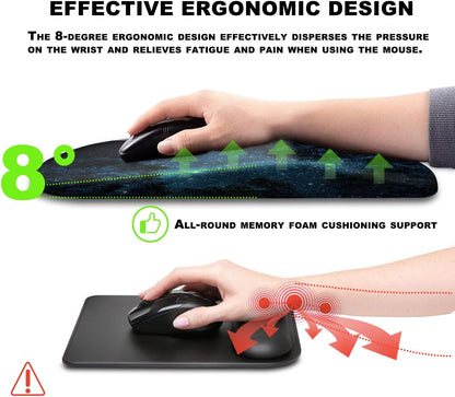 Mouse Pad Wrist Support, Ergonomic Mouse Pad with Massage Dot, Comfortable Computer Mouse Pad for Laptop, Wrist Rest Pain Relief Mousepad with Non-Slip PU Base for Office & Home, 12 x 8 in