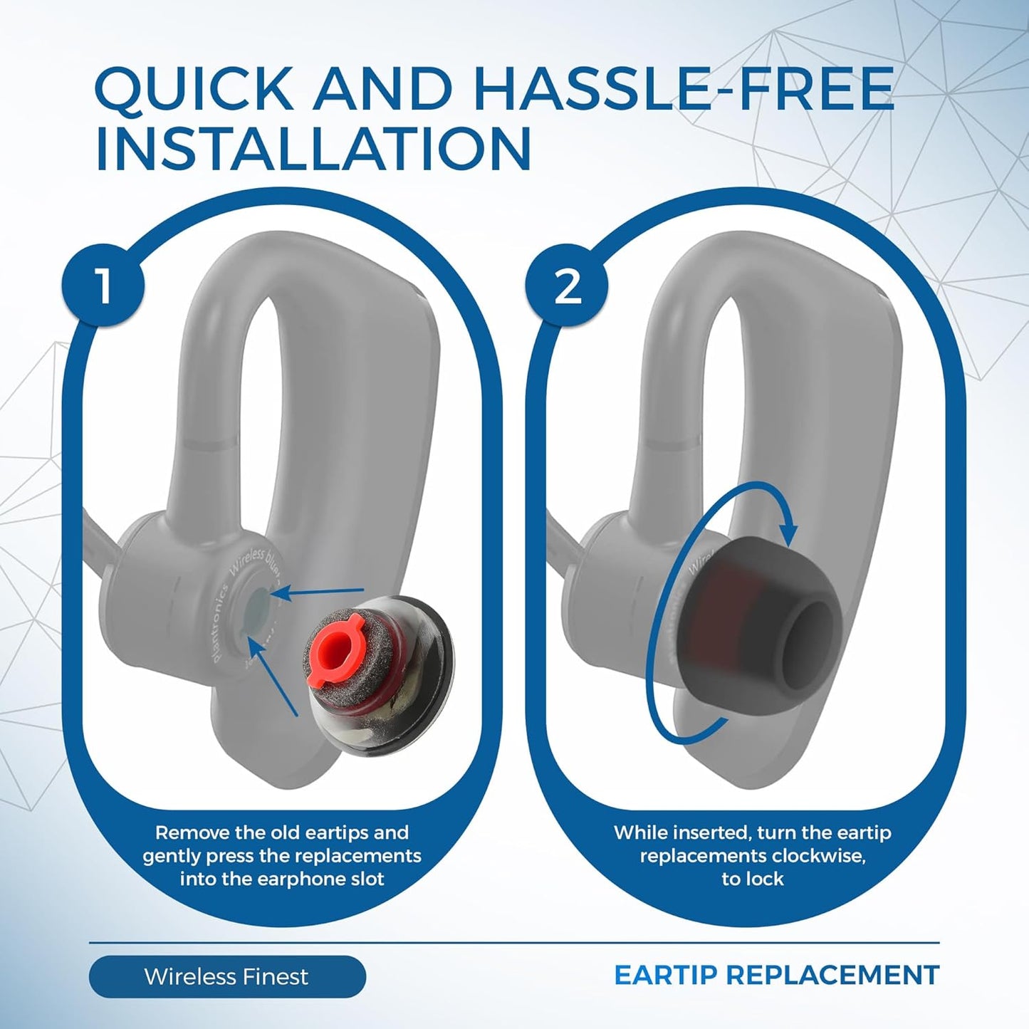 3X Ultra Comfort Eartips Ear Buds Replacement Earphone Ear Tips Kits Earpads Foam Set Cushion for Plantronics Voyager 5200 5220 5210 Series Bluetooth Headset Headphone (Large L)