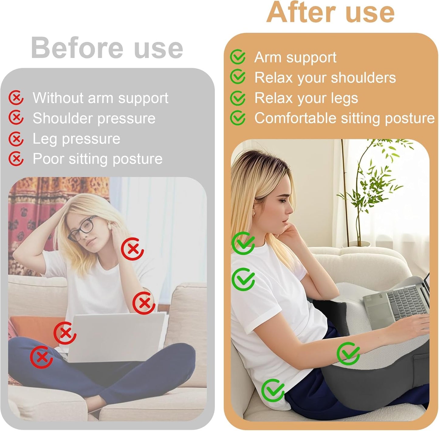 XWZO Lap Desk for Laptop with Cushion, Arm Rest Gaming and Reading Pillow，Laptop Desk Pillow with Anti Slip and Storage Functions with Eye Mask Included for Bed Couch Sofa Home Office