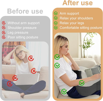 XWZO Lap Desk for Laptop with Cushion, Arm Rest Gaming and Reading Pillow，Laptop Desk Pillow with Anti Slip and Storage Functions with Eye Mask Included for Bed Couch Sofa Home Office