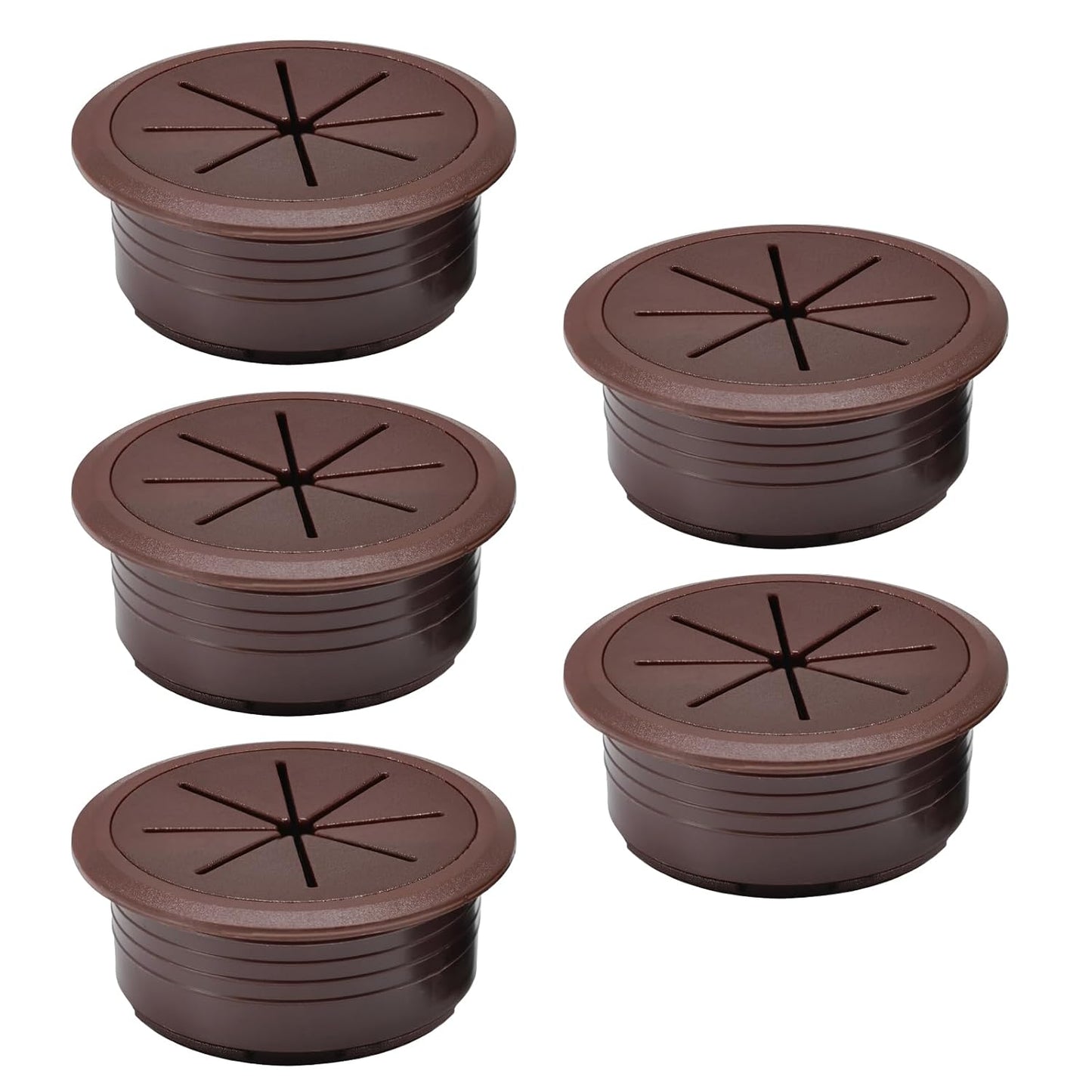 5 Pcs Desk Grommet 2-3/8" / 60 mm, Desk Hole Cover for Cables Coffee, Cable Grommet ABS Plastic, Desk Hole Grommet for Home & Office Pc, Detachable Cable Cord Organizer