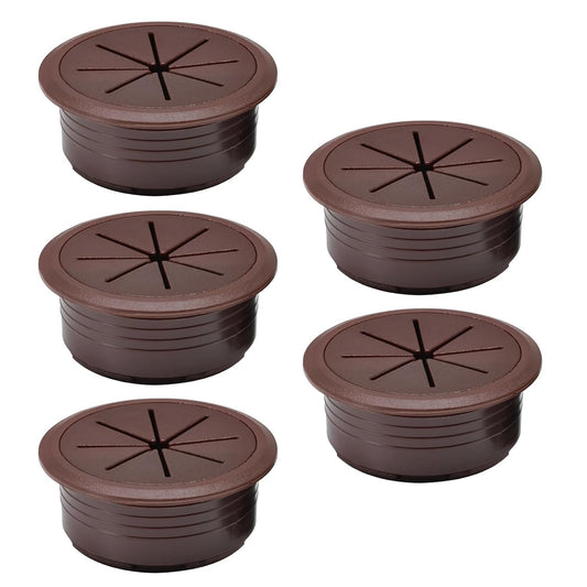 5 Pcs Desk Grommet 2-3/8" / 60 mm, Desk Hole Cover for Cables Coffee, Cable Grommet ABS Plastic, Desk Hole Grommet for Home & Office Pc, Detachable Cable Cord Organizer