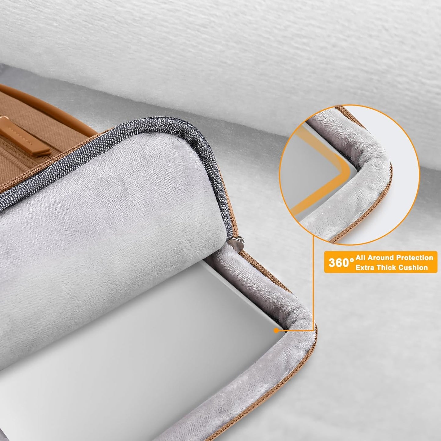 MOSISO 360 Protective Laptop Case 13.3 inch, 13-13.3 inch Laptop Sleeve Compatible with MacBook Air/Pro 13 / Pro 14,HP Dell Acer ASUS,Side Open Carrying Case with 4 Zipper Pockets&Handle, Mocha