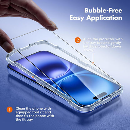 UNBREAKcable 3-Pack Screen Protector for iPhone 16/15, Shatterproof Tempered Glass [Easy Installation Frame] [99.99% HD Clear] [Case Friendly] [9H Hardness] [Full Coverage] for Apple 6.1 inch