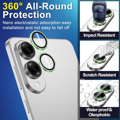 for Samsung Galaxy S25 Edge Camera Lens Protector, Individual Metal Ring Tempered Glass Lens Cover, [Strong Adsorption] Scratch Resistant Ultra-Thin HD Clear Lens Cover, 1 Set-Green