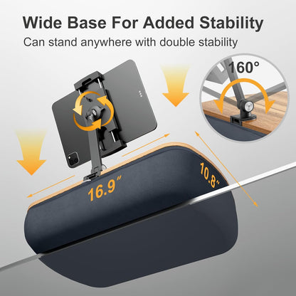 Lap Beanbag Cozy Kindle Pillow Stand for Bed with Adjustable Arm, 360° Tablet Holder, Fits 4.7"-13" Kindle, iPad, Phone, Lap Desk for Hands Free Reading in Bed, Couch, Sofa,Gray