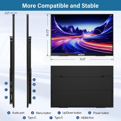 InnoView 2K 180HZ Portable Monitor, 18" OD Gameplus 2560x1600 QHD 100% sRGB Portable Gaming Monitor with Kickstand HDR FreeSync Travel Monitors for Game Console, PS5, Switch, PC, Phone