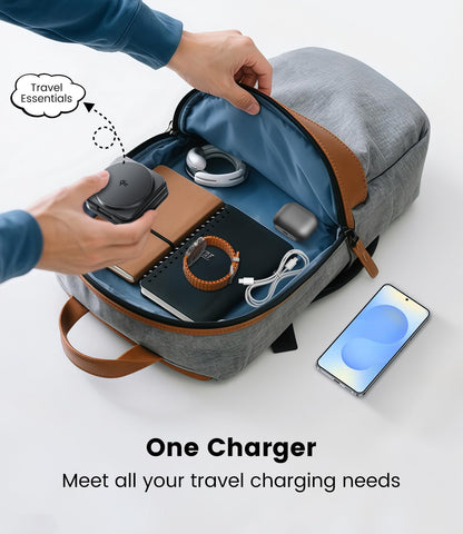 Qi2 Certified 3 in 1 Charging Station for Samsung, Aluminum Alloy Foldable 15W Wireless Charger for Galaxy S25 Series Z Flod 7, Fast Charger for Galaxy Watch Ultra, for Galaxy Buds