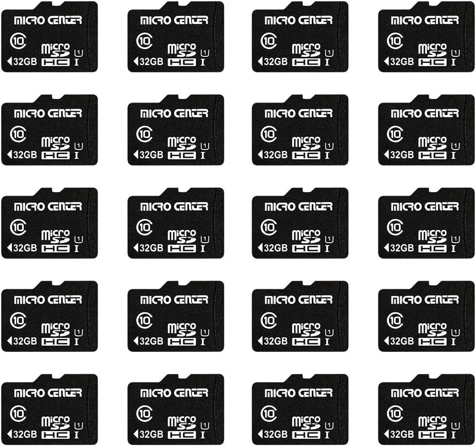 Micro Center 32GB Class 10 Micro SDHC Flash Memory Card 20 Pack with Adapter for Mobile Device Storage Phone, Tablet, Drone & Full HD Video Recording - 80MB/s UHS-I, C10, U1 (20 Pack)