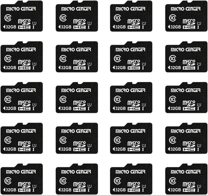 Micro Center 32GB Class 10 Micro SDHC Flash Memory Card 20 Pack with Adapter for Mobile Device Storage Phone, Tablet, Drone & Full HD Video Recording - 80MB/s UHS-I, C10, U1 (20 Pack)