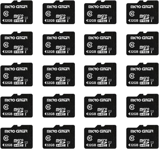 Micro Center 32GB Class 10 Micro SDHC Flash Memory Card 20 Pack with Adapter for Mobile Device Storage Phone, Tablet, Drone & Full HD Video Recording - 80MB/s UHS-I, C10, U1 (20 Pack)