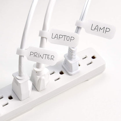 Wrap-It Storage Cable Labels - Medium, White (30-Pack) Write On Cord Labels, Wire Tags for Cable Management and Organizer for Electronics, Computers and More