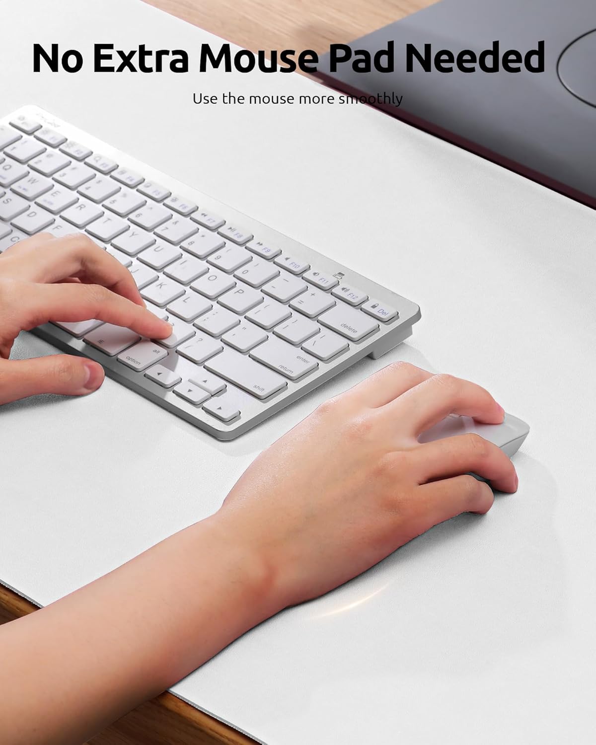 YSAGi Leather Desk Protector, Office Mat, Large Mouse Mat, Non-Slip PU Leather Blotter, Laptop Desk, Waterproof Writing Pad for Office and Home (White, 23.6" x 13.8")