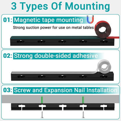 Cable Raceway - Magnetic Cable Management Under Desk with Upgraded Aesthetic Large Hole, Cord Organizer Kit for Hiding Computer, Gaming Desk, Network, Power Cord, TV - 8PCS 8x15.7in Black