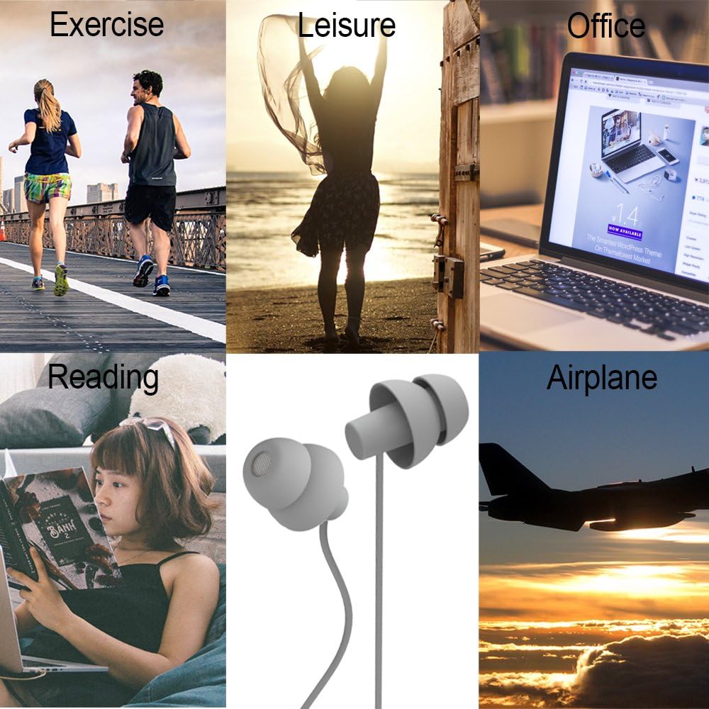 MAXROCK (TM Unique Total Soft Silicon Sleeping Headphones Earplugs Earbuds with Mic for Cellphones,Tablets and 3.5 mm Jack Plug (Grey)