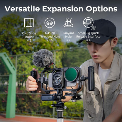 SMALLRIG All-in-One Cooling Dual Handle Phone Cage Kit for iPhone 17/16/Android, 15W Active Cooler & 4-in-1 USB-C Hub, Universal Compatibility 2.5-3.1" Phones, for Live Streaming- 5276