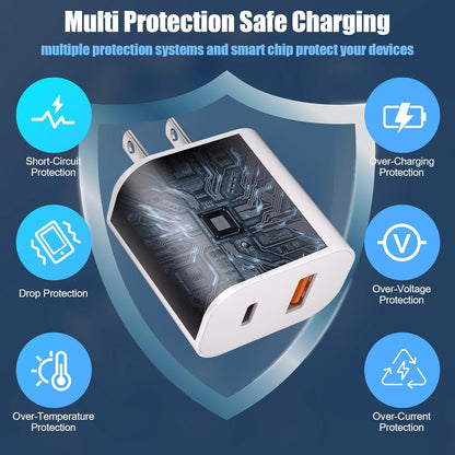 Dual Port USB A/C Charger for iPhone 16 Pro 10FT Woven USB C Fast Cable,2Pack Double Type A/C Charger Block Type C Nylon Braided Cable Cord for iPhone 16 Pro Max/16 Pro/16e,15 ProMax/15 Plus,iPad Pro