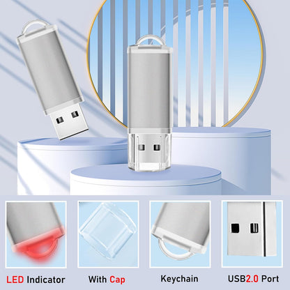 USB Thumb Drive 1GB Flash Drives 20 Pack, Nicepicten Memorias USB 2.0 Memory Stick Fat Flash Zip Drive 1 GB Jump Drives Multipack Pendrive with Landards and Lables (Sliver 1GB, 20 Pieces)