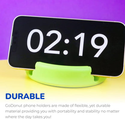 GoDonut – Phone Stand Original – Cell Phone Holder + Tablet Stand Desk Organizer – Compatible with Tablet, iPhone 16 15 14 Pro Max, Android & Most Smartphones - White