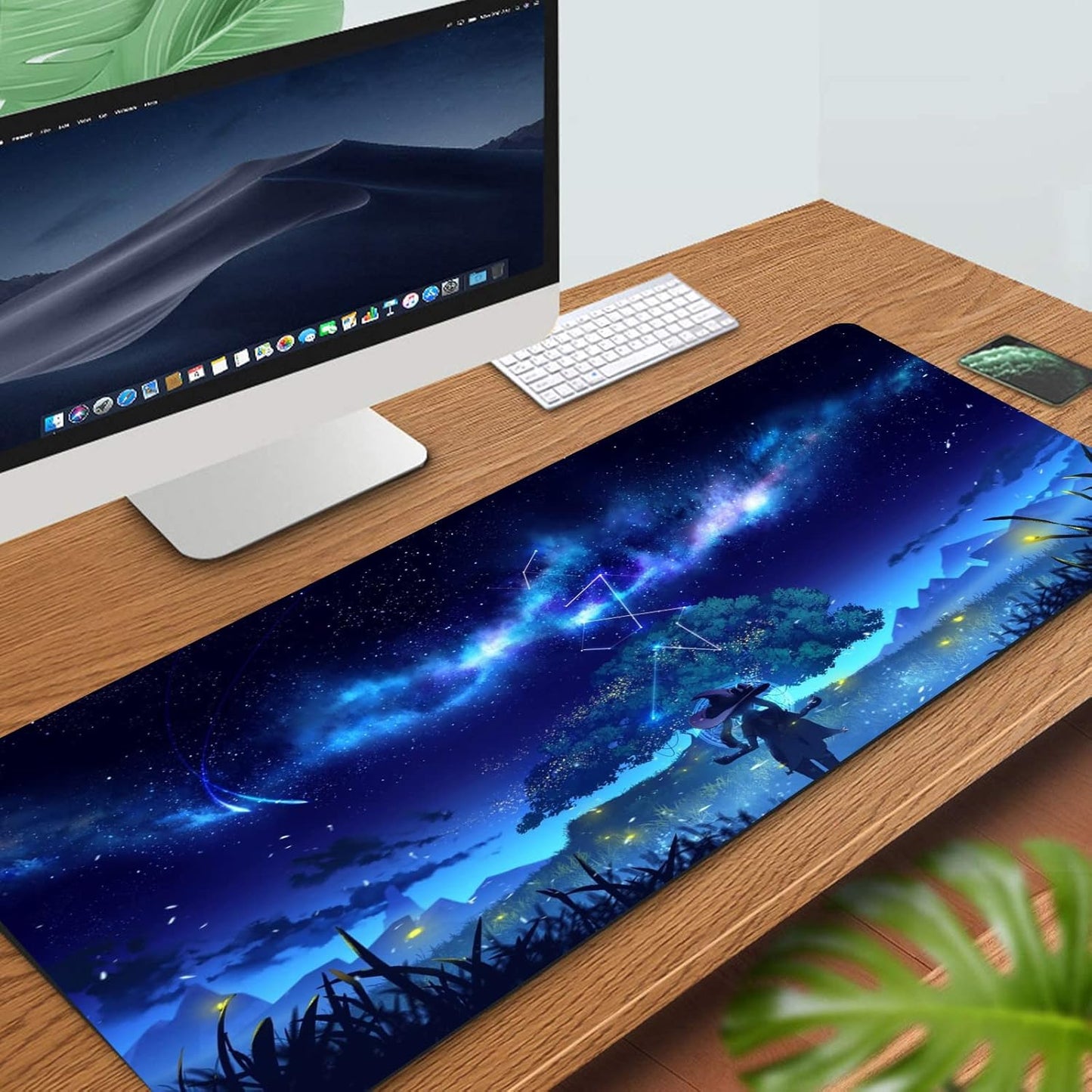 RTGGSEL 31.5x11.8 Inch Non-Slip Long Extended Large Gaming Mouse Pad with Stitched Edges XL Laptops Keyboard Mouse Mat(Starry Sky)