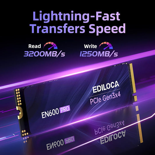 EN600 PRO SSD 256GB PCIe 3.0 Gen 3x4, NVMe M.2 2280, Up to 3200MB/s, Internal Solid State Drive, SLC Cache 3D NAND TLC, Graphene Cooling Sticker, Storage for PC, Desktop and Laptops