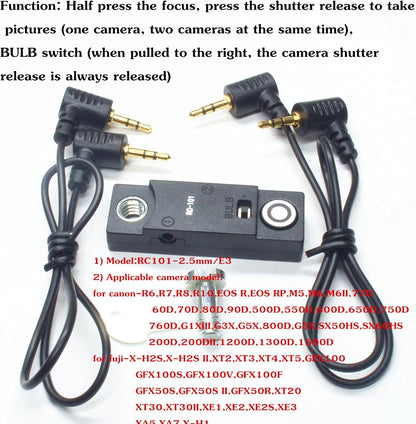 for Fuji/Canon Camera Cable Universal Iron cage Handle Shutter Release Accessory Shutter Cord RC101-E3/2.5mm Remote Control xt2 xt3 xt4 xt5 gfx50/50r/50s/100/100s can80d 90d r8 r10 650d 800d