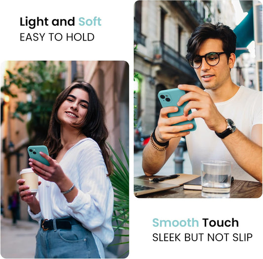 FireNova Designed for iPhone 13 Case, Silicone Upgraded [Camera Protection] Phone Case with [2 Screen Protectors], Soft Anti-Scratch Microfiber Lining Inside, 6.1 inch, Sea Blue