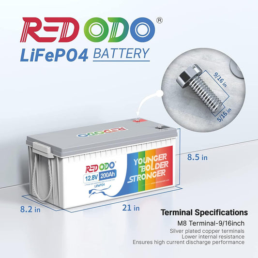 Redodo 12.8V 200Ah LiFePO4 Battery Lithium Battery with 100A BMS, 4000-15000 Deep Cycles & 10-Year Lifetime, Perfect for RV, Camping, Boats, Trolling Motor, Solar Home System, etc