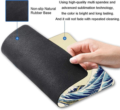 Gaming Mouse Pad,Japanese The Great Wave Off Kanagawa Mouse Pad Non-Slip Rubber Base Mouse Pads for Computers Laptop Office, 9.5"x7.9"x0.12" Inch(240mm x 200mm x 3mm)