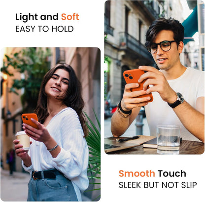 FireNova Designed for iPhone 15 Plus Case, Silicone [Camera Protection] Case with [2 Screen Protectors], Soft Anti-Scratch Microfiber Lining Inside, 6.7 inch, Neon Orange