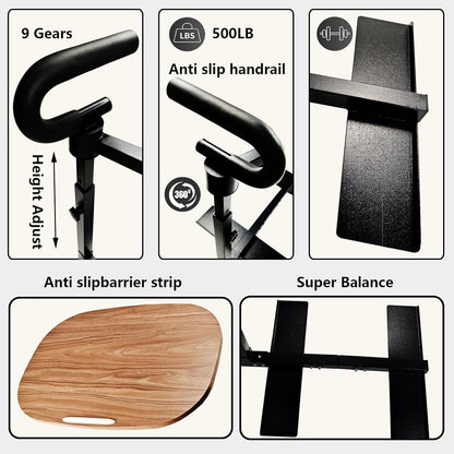 (Black 360° Sofa Rotating Table) Auxiliary Standing Tray 360 Degree and Height Adjustable Rotating TV and Laptop Table, Ergonomic Auxiliary Safety Standing Handle