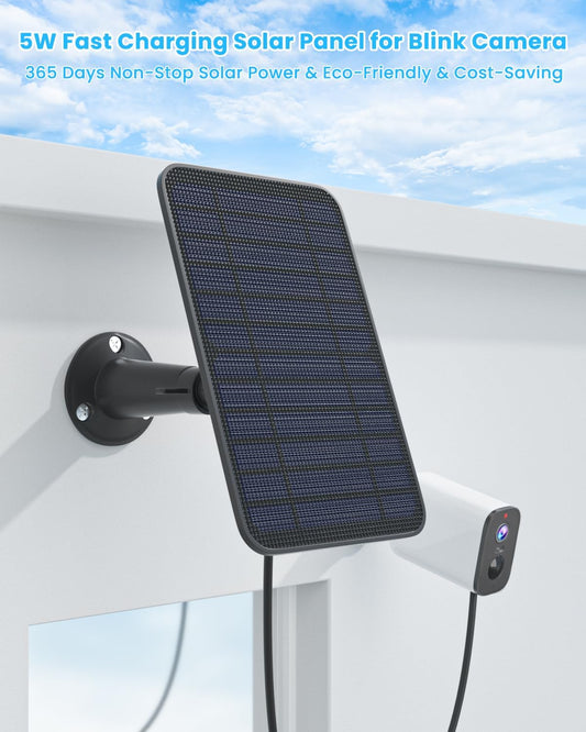 5W Solar Panel Charger Compatible with Blink Outdoor/Outdoor(3rd Gen)/XT XT2 Camera, Solar Panel for Blink Camera, 13.1ft Charging Cable & Rubber Plug, IP65 Weatherproof with Secure Wall Mount, 3 Pack