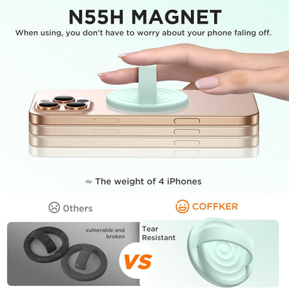 Magnetic Phone Ring Grip Holder, Silicone Finger Loop Grip, Compatible with MasSafe, Back of Phone for iPhone Pro Max/Plus/16/15/15/14/13/12 Series, Mint Green