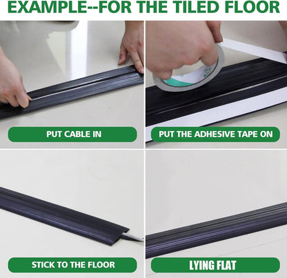 4ft Floor Cable Cover Heavy Duty PVC Cord Cover Wire Cover to Prevent Trip Hazard for Home Office or Outdoor(4ft, Black)