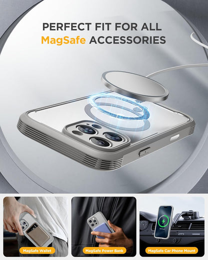 Miracase for iPhone 16 Pro Max Case 6.9'', [Bubble Free] Full-Body Phone case with Built-in Full Glass Screen &Lens Protector,Compatible with MagSafe,Drop Proof 16 Pro Max Cover, Grey