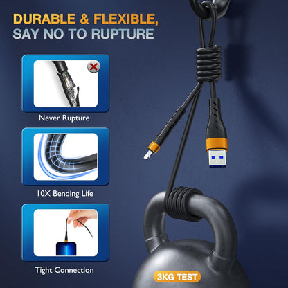 OIITH MFi Certified for iPhone Charger Cable 3 Pack 3 Ft, for Lightning Charging Cord, Fast 2.4A for iPhone USB Cord Compatible with iPhone12/11/XS/Max/XR/X/8/8P/7P/6/iPad - Orange