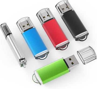 TOPESEL USB Flash Drive 5 Pack 4GB USB 2.0 Flash Drive Memory Stick USB Drive Thumb Drives USB Stick (5 Mixed Colors: Black Blue Green Red Silver)
