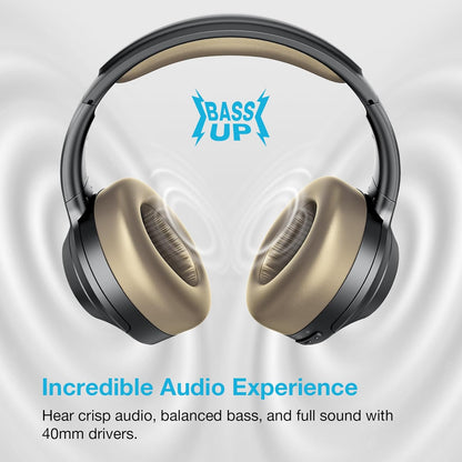 Upgrade Pro‑Level Hybrid Active Noise Cancelling Headphones with HD Sound, Wireless Bluetooth Headphones Over The Ear Unequaled Comfort, Vivid Deep Bass, for Home Office Travel Birthday Gift