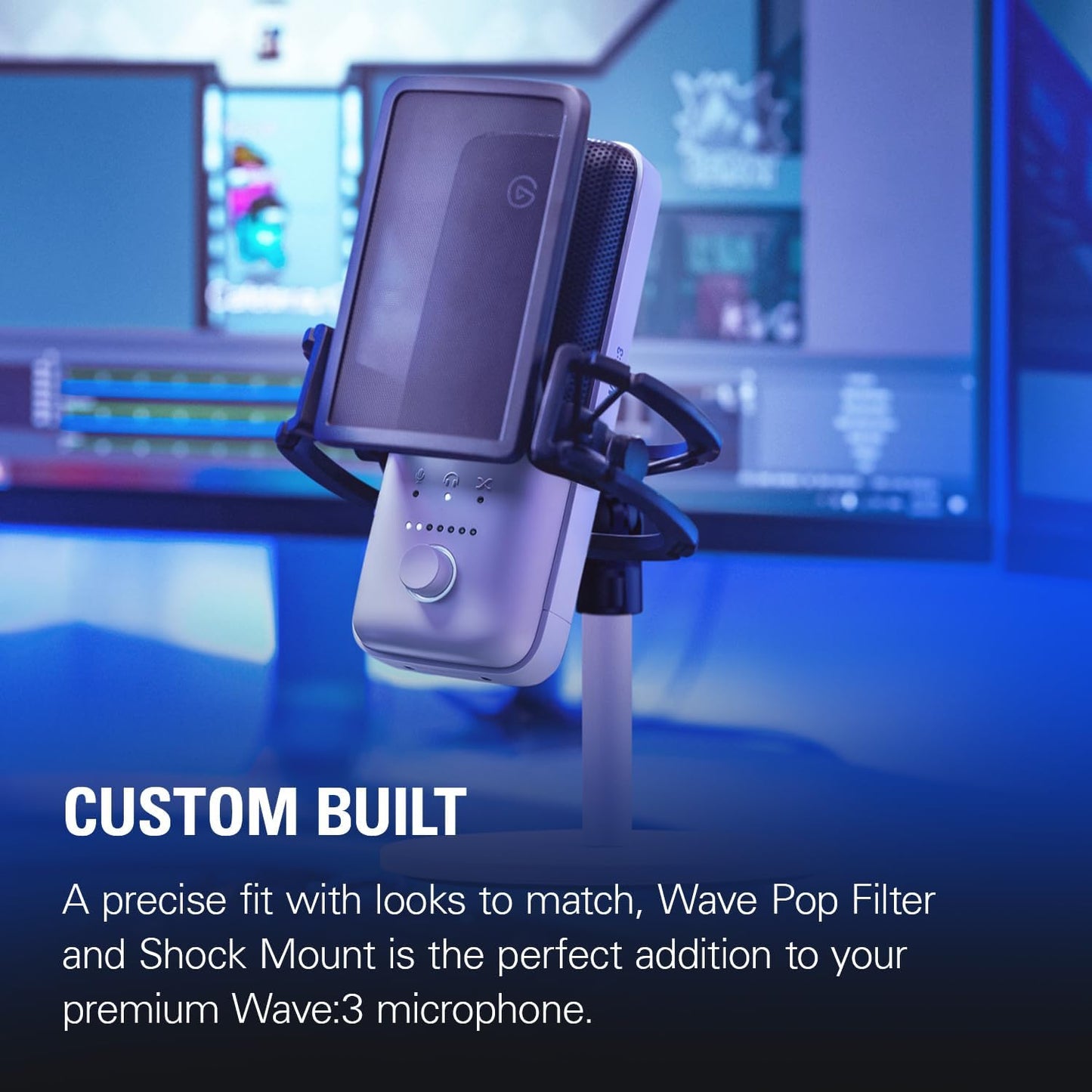 Elgato Wave:3 White Kit - Premium Studio Quality USB Condenser Microphone with Shock Mount and Pop Filter, for Streaming, Podcast, Gaming and Home Office, Free Mixer Software, Plug & Play for Mac, PC