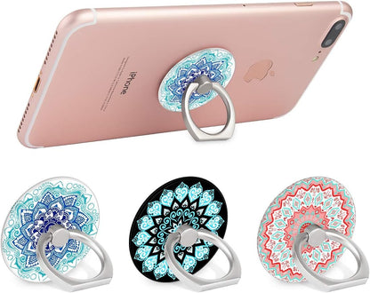 Bonoma Phone Ring Stand Holder, 3-Pack 360 Degree Rotation Universal Finger Ring Stand Compatible with Smartphones and Tablets Mandala