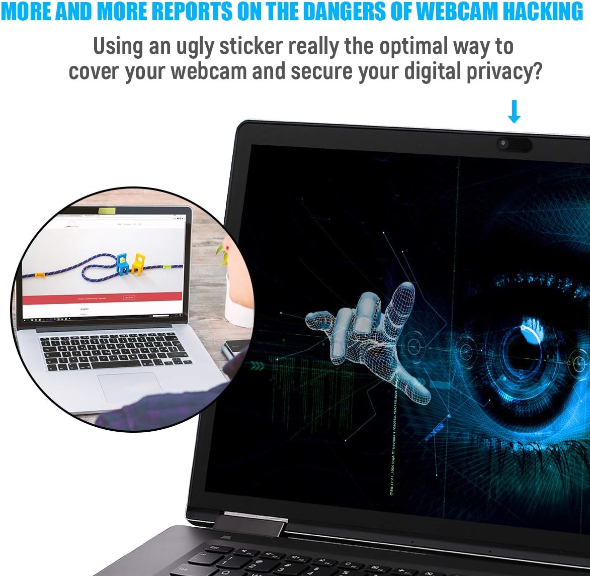 HKDGYHON Laptop Camera Cover, Privacy Security Cover, Ultra-Thin Web Cam Privacy Cover for MacBook, iMac, Laptop, Desktop, Pc, iPad, iPhone, Smartphone, Privacy Web Camera Protection (Blue - 3 Pack)